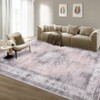 Vintage Distressed Floral Medallion Area Rug Machine Washable Soft Floor Carpet for Home Office - 2 of 4