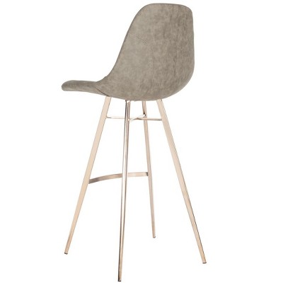 Taupe Faux Leather and Metal Bar Stool