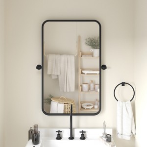 Emma and Oliver Pivot Wall Mirror with Slim Frame and Silver Backed Glass for Clarity for Bathrooms - 1 of 4