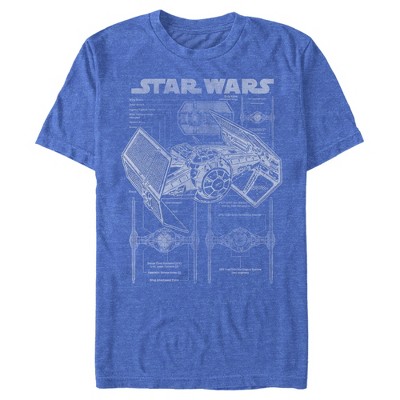 Men's Star Wars TIE Fighterprint T-Shirt - Royal Blue Heather - X Large