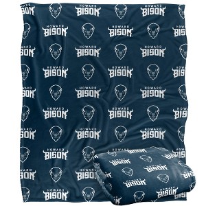 Howard University Logo Pattern Silky 50x60 Blanket, 1 Sided - 1 of 4
