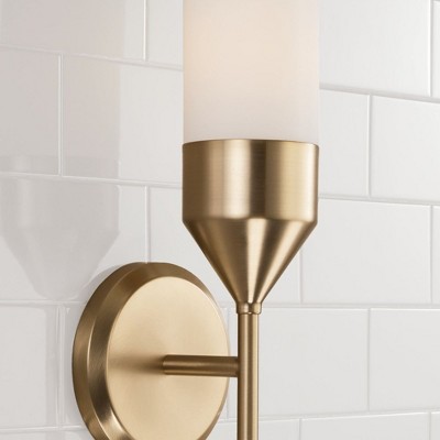 Devon Matte Brass Wall Sconce with Soft White Glass