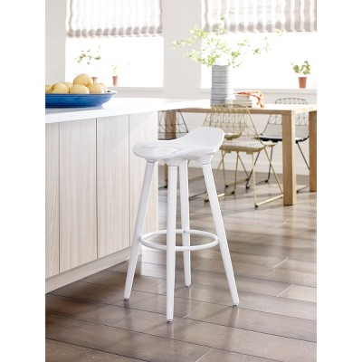 Noir Black Retro Chic Bar Stool with Metal & Wood Accents