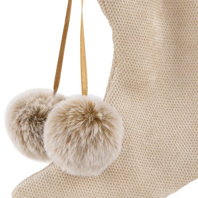 Beige and Brown Faux Fur Stocking Ornaments Set of 2