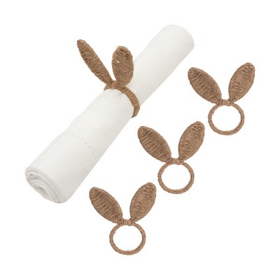 C&F Home Natural Bunny Ears Napkin Rings Set of 4