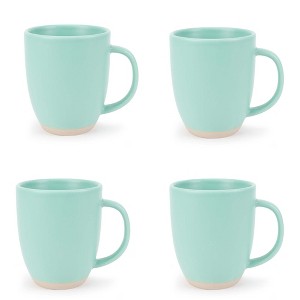 Elanze Designs Raw Clay Bottom Mint Green 13 ounce Ceramic Coffee Mugs Set of 4 - 1 of 4