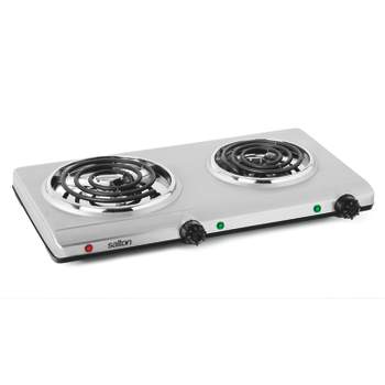  Courant Double-Burner, 1700W Hot Plate, Stainless Countertop  Burner, Silver Portable Electric Cooktop, Stainless Steel, CEB2186ST : Home  & Kitchen