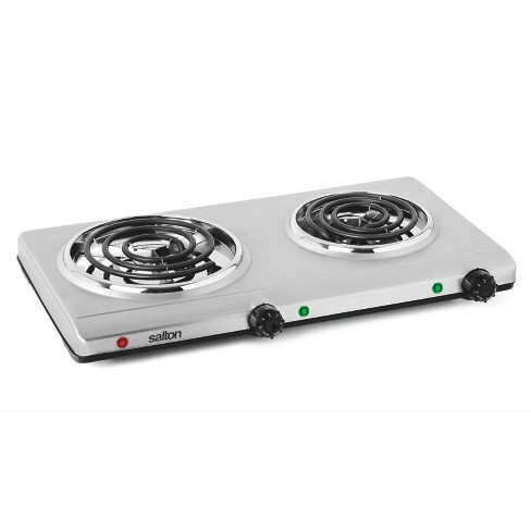 1800W Double Hot Plate Electric Countertop Burner Stainless Steel 5 Power  Levels