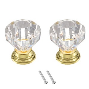Unique Bargains Crystal Cabinet Knobs with Screw for Cupboard Wardrobe 2 Pcs - 1 of 4