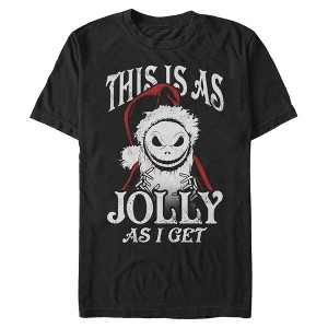 Mens The Nightmare Before Christmas Jolly Santa Jack Portrait Smile T Shirt - 1 of 4