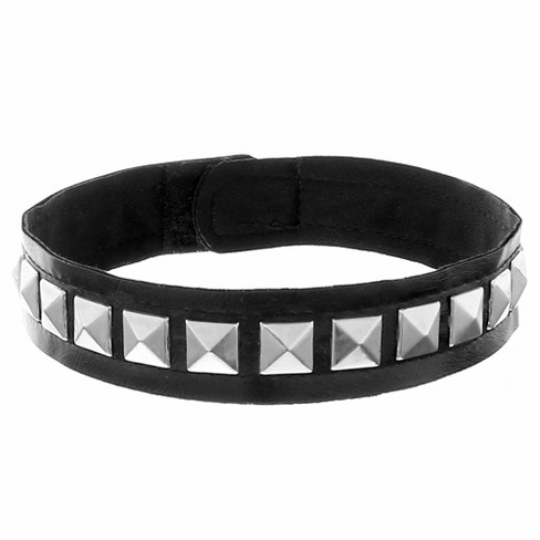 Skeleteen Faux Leather Studded Choker Necklace - Black