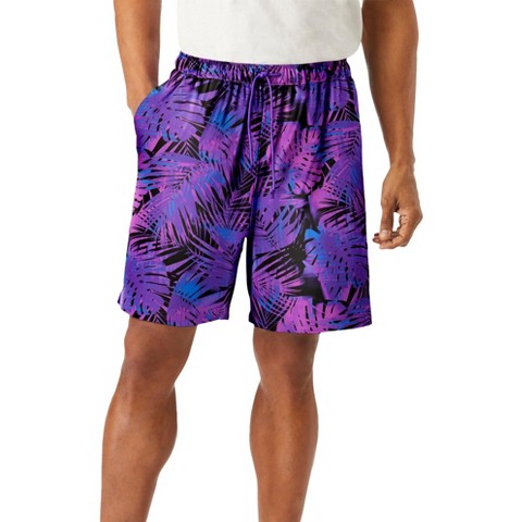 KingSize 5" Swim Shorts With Super Stretch Liner - 3XL, Bright Purple Leaf