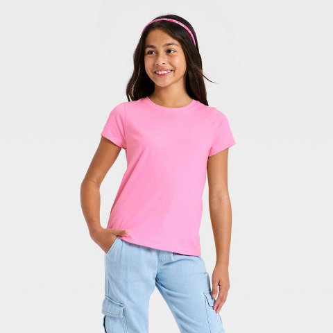 Детские Cat & Jack Girls' Short Sleeve Solid T-Shirt - Cat & Jack™ Light Pink S