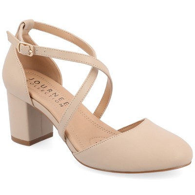 Journee Womens Foster Almond Toe Block Heel Pumps