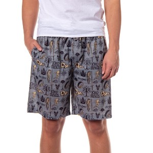 The Lord of the Rings Men's The Shire Green Dragon Map Sleep Pajama Shorts Grey - 1 of 4