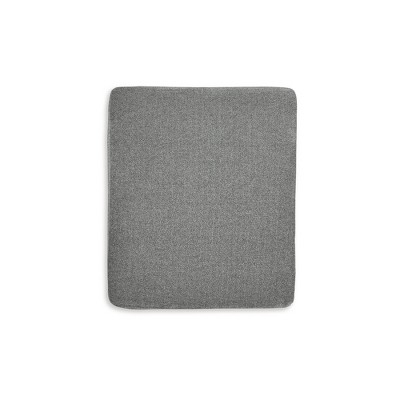 Gray Chenille Ottoman with Black Metal Legs