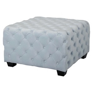 Piper Tufted Square Ottoman Bench Light Gray - Christopher Knight Home