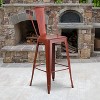 Flash Furniture Commercial Grade 30" High Distressed Metal Indoor-Outdoor Barstool with Back - 2 of 4