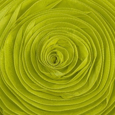 Lime Green Rose Design Round Poly Filled Throw Pillow
