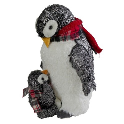 Northlight 12" Plush Mother Penguin and Chick Christmas Figure