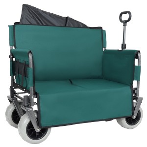 Whisen 3-in-1 Folding Wagon with Bench Seat, 500lbs Capacity, 9"x4" Beach Tires for Camping & Beach - 1 of 4