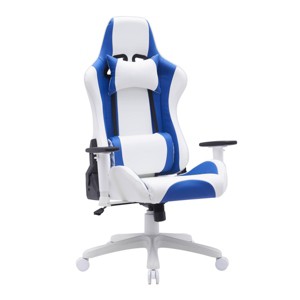 Brassex 57.09" Ember Gaming Chair White/Blue - 1 of 4