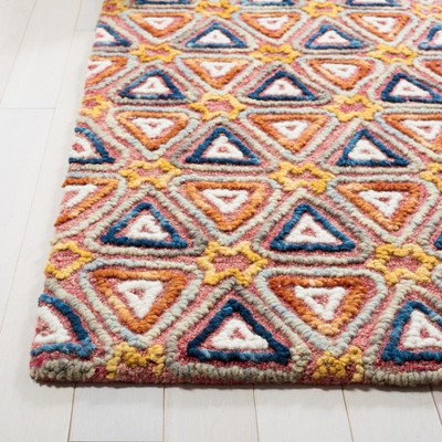 Hand-Tufted Red and Navy Wool 3' x 5' Geometric Area Rug