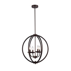 Chloe Lighting Osbert Industrial-Style 4 Light Rubbed Bronze Ceiling Pendant 18" Wide - 1 of 2