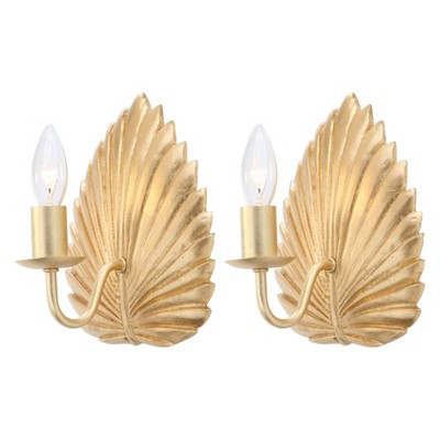 (Set of 2) 9" Adonis Wall Sconce Gold Leaf - Safavieh