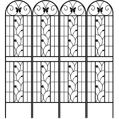 Lirago Black 4 pieces Weatherproof Multi-functional Outdoor Screen-Laser-Cut Galvanized Steel Panel 86.61"Hx19.68"Wx0.51"D