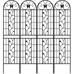 Lirago Black 4 pieces Weatherproof Multi-functional Outdoor Screen-Laser-Cut Galvanized Steel Panel 86.61"Hx19.68"Wx0.51"D - 1 of 4