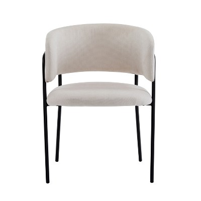 Beige and Black Upholstered Metal Arm Chair Set