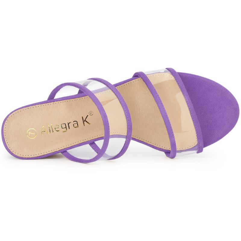 Allegra K Women's Clear Strap Block Heel Slide Sandals, 4 of 7