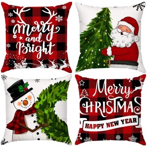 Brightown Christmas Pillow Covers 18x18 Set of 4 Christmas Decorations - 1 of 2