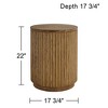Studio 55D Perch Farmhouse Rustic Natural Oak Wood Round Accent Side End Table 17 3/4" Wide Brown Ridges Base for Living Room Home - 4 of 4