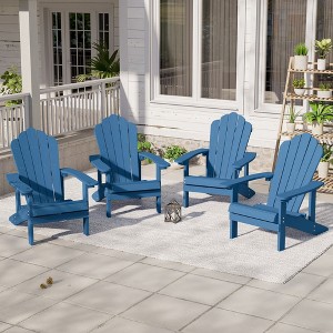 Sonkuki 4PCS Outdoor Faux Wood Adirondack Chairs, Patio Accent Chairs with High Back and Wide Seat for Garden, Backyard - 1 of 4