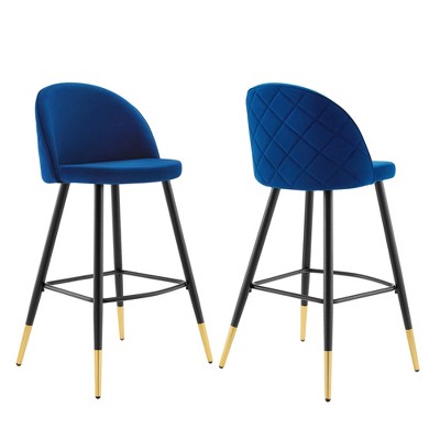 Modway Cordial Performance Velvet Bar Stools - Set of 2
