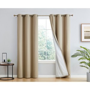 HLC.ME Dakota 100% Blackout Thick Thermal Insulated Energy Efficient Heat Blocking Curtains Grommet Panels, Set of 2 - 1 of 4