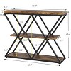 3-Tier Industrial Console Table with x-Shaped Metal Frame, Open Shelf Console Sofa Table for Living Room with Adjustable Feet - 3 of 4