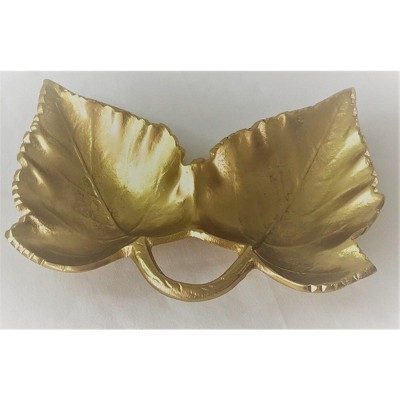 Jiallo Double Maple leaves Gold colour nuts tray 11.5 x 7.5 x 2"