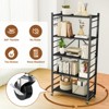 SUGIFT Foldable Storage Shelves with Wheels Heavy Duty Metal Rack 4 Tier or 5 Tier Rolling Organizer for Garage Kitchen Office No Assembly - 3 of 4