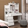 43"W Makeup Vanity Desk Vanity Table Dressing Table with 3-Mode Lighted Mirror, 5 Drawers and Storage Shelves, White-ModernLuxe - image 3 of 4