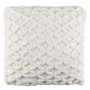 Pom Pom Knit Pillow - Dark Grey/Natural - 20"X20" - Safavieh - 1 of 4