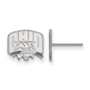 Black Bow Jewelry 10k White Gold Ohio Bobcats NCAA Post Earring - 1 of 3