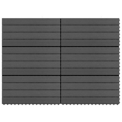 vidaXL Decking Tiles 6 pcs WPC 23.6"x11.8" 11.6 ftÂ² Black