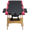 vidaXL Foldable Massage Table 3 Zones Wood Black and Pink - 4 of 4
