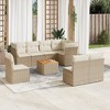 vidaXL Patio Sofa Set with Cushions Outdoor Furniture 9 Piece Poly Rattan - Beige and Cream - 2 of 4