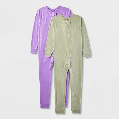 Kids' Adaptive 2pk Reversible Pajamas - Cat & Jack™ Lavender/Olive Green L