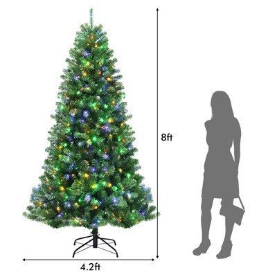 8-Foot Green Pre-Lit Artificial Christmas Tree with LED Lights