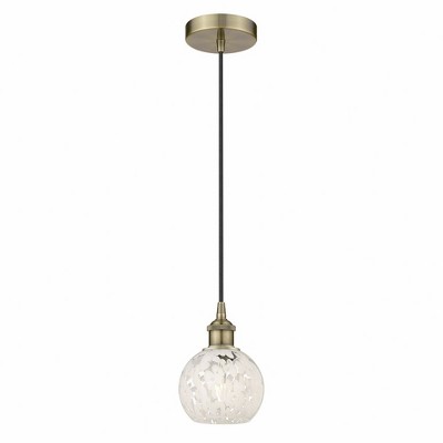 White Mouchette - 1 Light Cord Hung Mini Pendant In Modern Style-8 Inches Tall and 6 Inches Wide